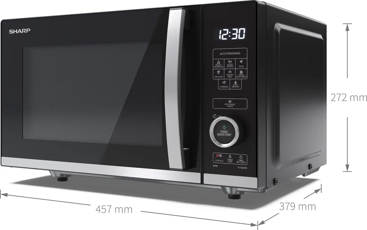 Sharp YC-QS204AE-B Magnetron 800W 20ltr - Zwart - afbeelding 6 van 6