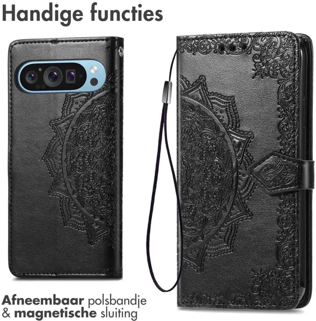Imoshion Mandala Bookcase Hoesje Google Pixel 9/9 Pro - 3 Stuks - Zwart