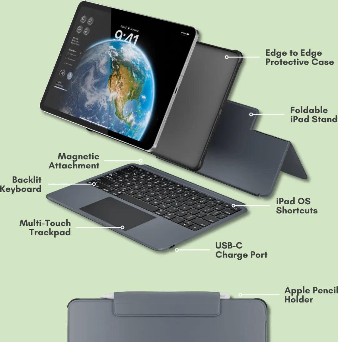 Macally IPKBCASEP13 Toetsenbordhoes iPad Pro 13 - Donker grijs