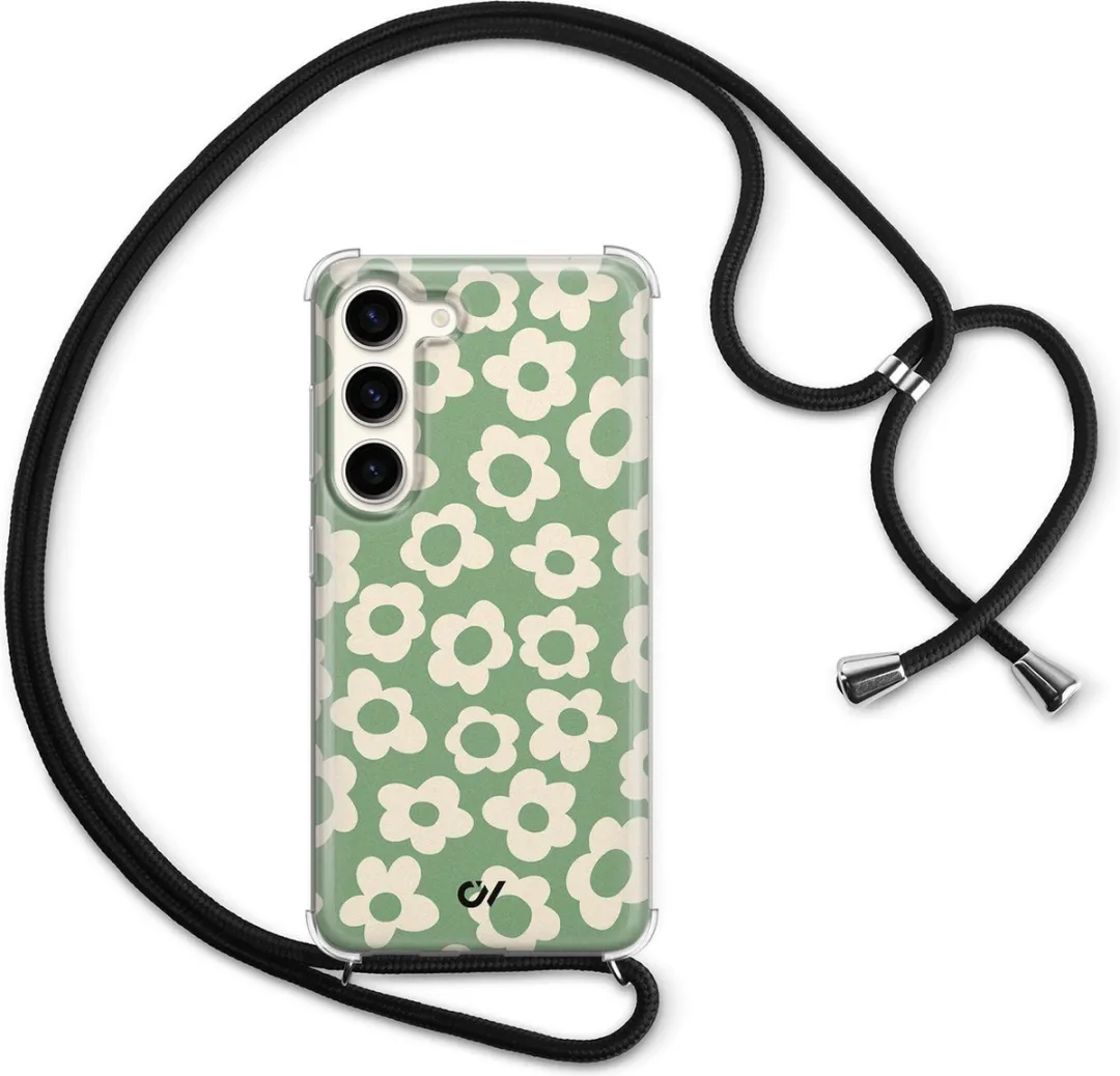 Casevibes Telefoonhoesje S23 C/S23/UV/016 - Groen Retro Cute Flowers
