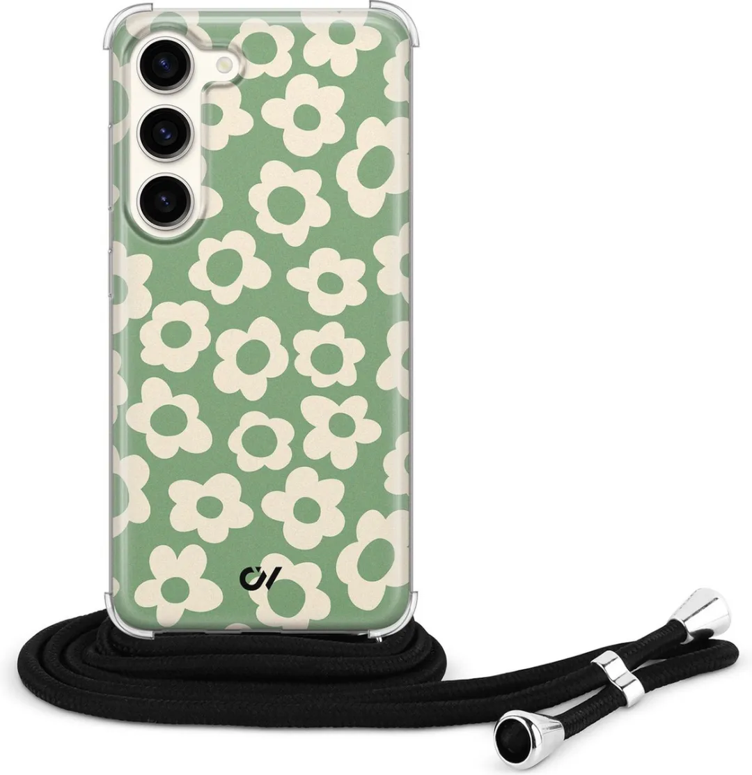 Casevibes Telefoonhoesje S23 C/S23/UV/016 - Groen Retro Cute Flowers