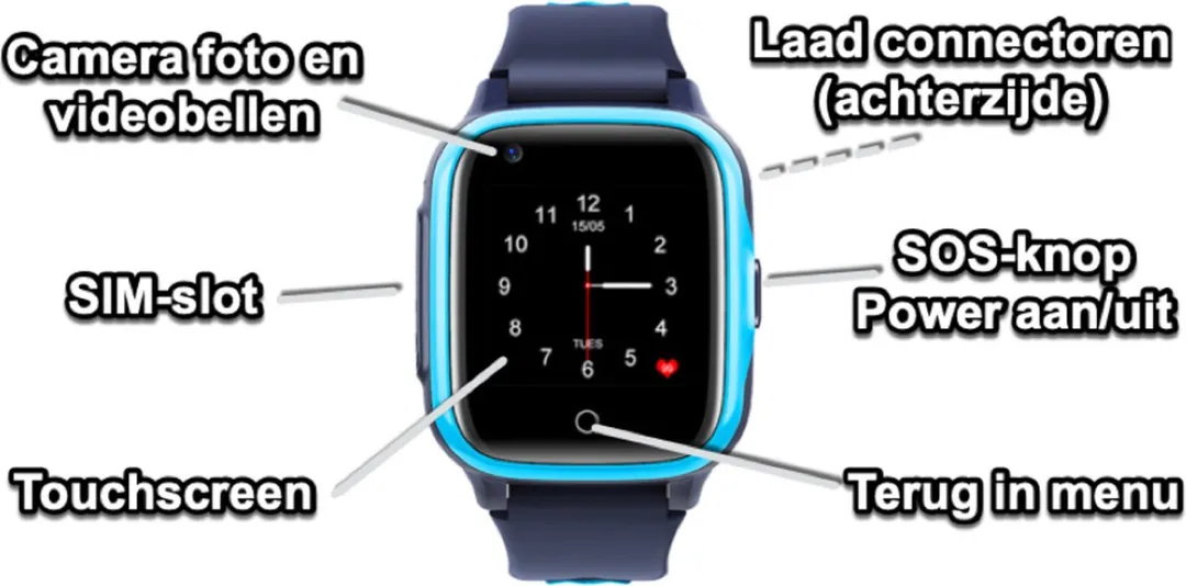 GPSHorlogeKids - GPS horloge kind – smartwatch kinderen – WhatsApp – 4G videobellen – spatwaterdicht – GPS tracker – SOS alarm – incl. simkaart en online installatie hulp – Fox Blauw