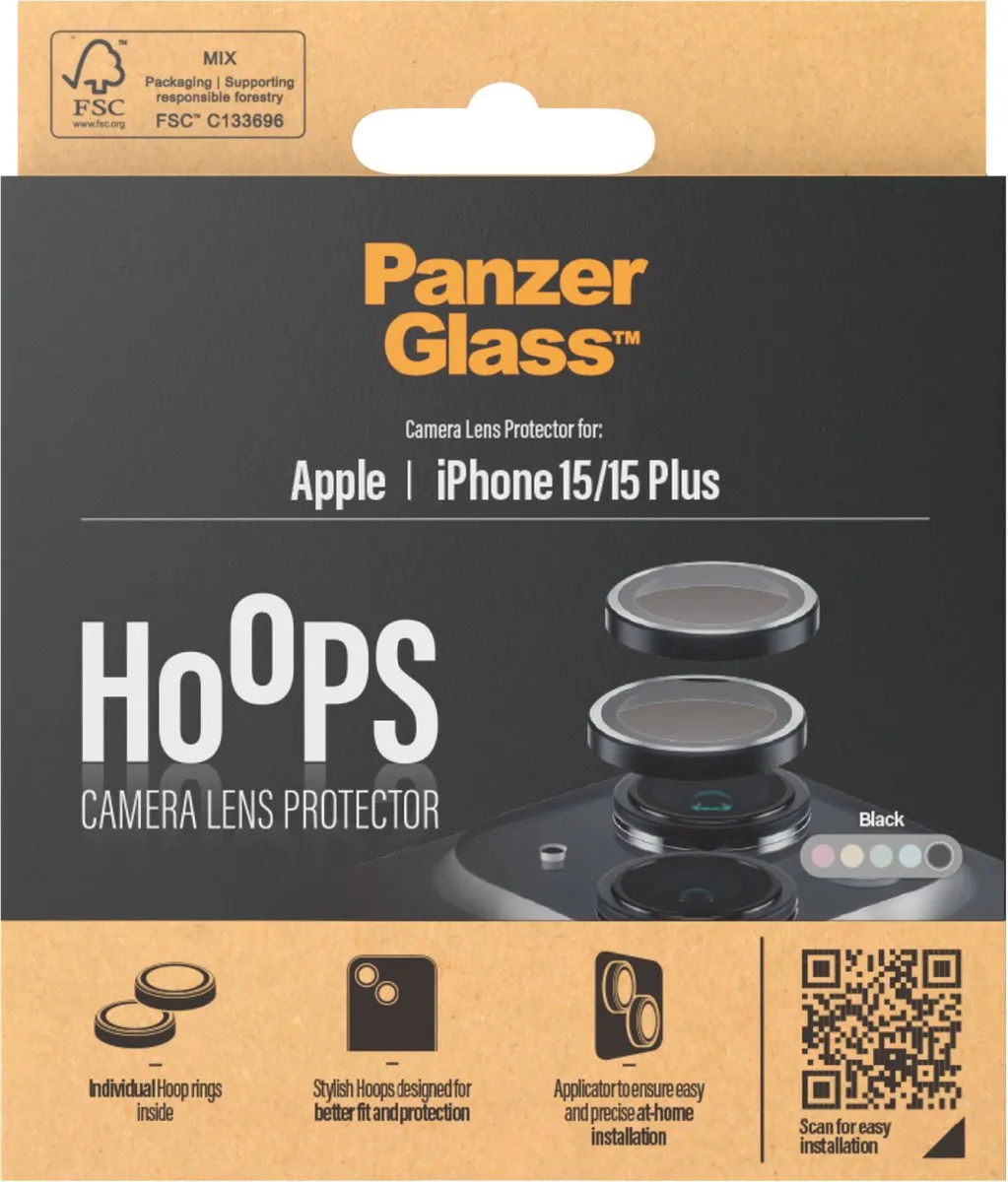 PanzerGlass PZ-1138 iPhone 15 Camera Lens Protector - Zwart