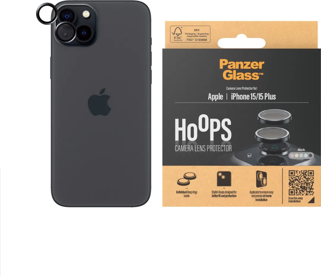 PanzerGlass PZ-1138 iPhone 15 Camera Lens Protector - Zwart