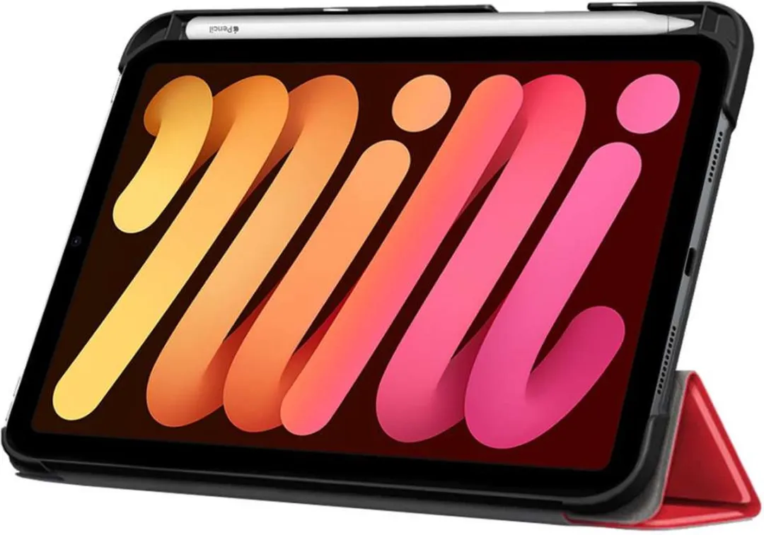 Just in Case Cazy iPad Mini 6 9882560 Hoes - TriFold Bookcase Rood