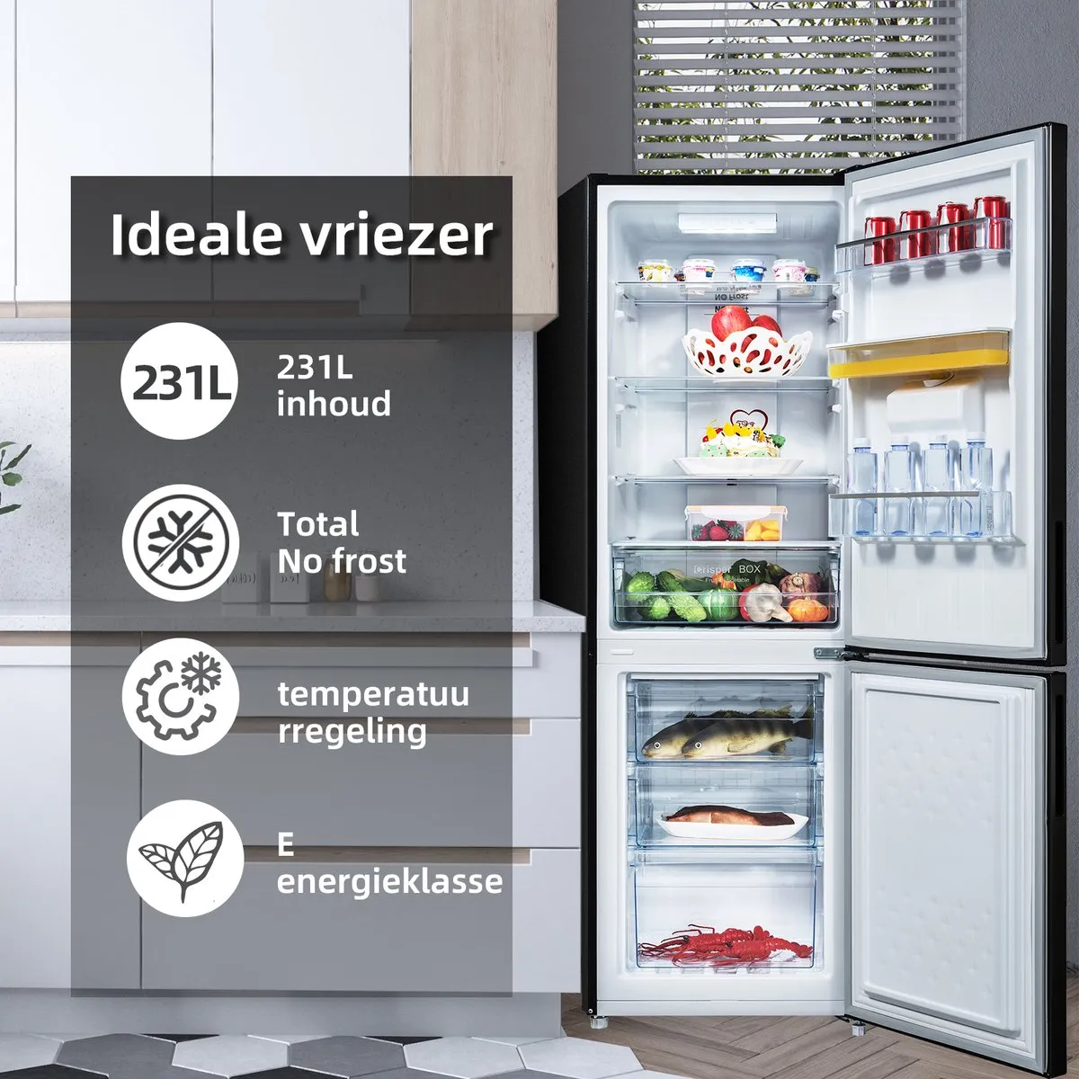 CHiQ FBM228NE4DE Koel-vriescombinatie 231L - No Frost - Waterdispenser - afbeelding 4 van 6