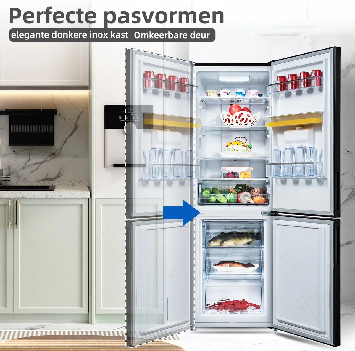 CHiQ FBM228NE4DE Koel-vriescombinatie 231L - No Frost - Waterdispenser - afbeelding 6 van 6