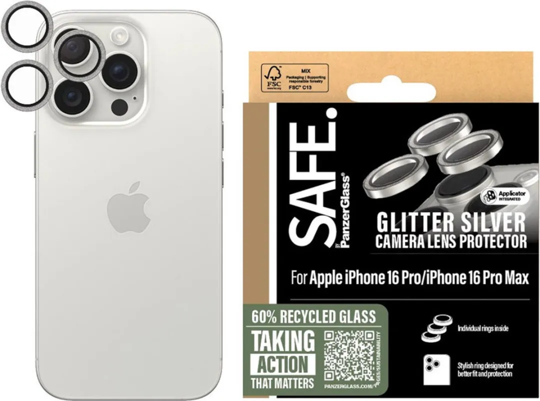 PanzerGlass SAFE Camera Lens Protector iPhone 16 Pro/Pro Max - Glitter Silver