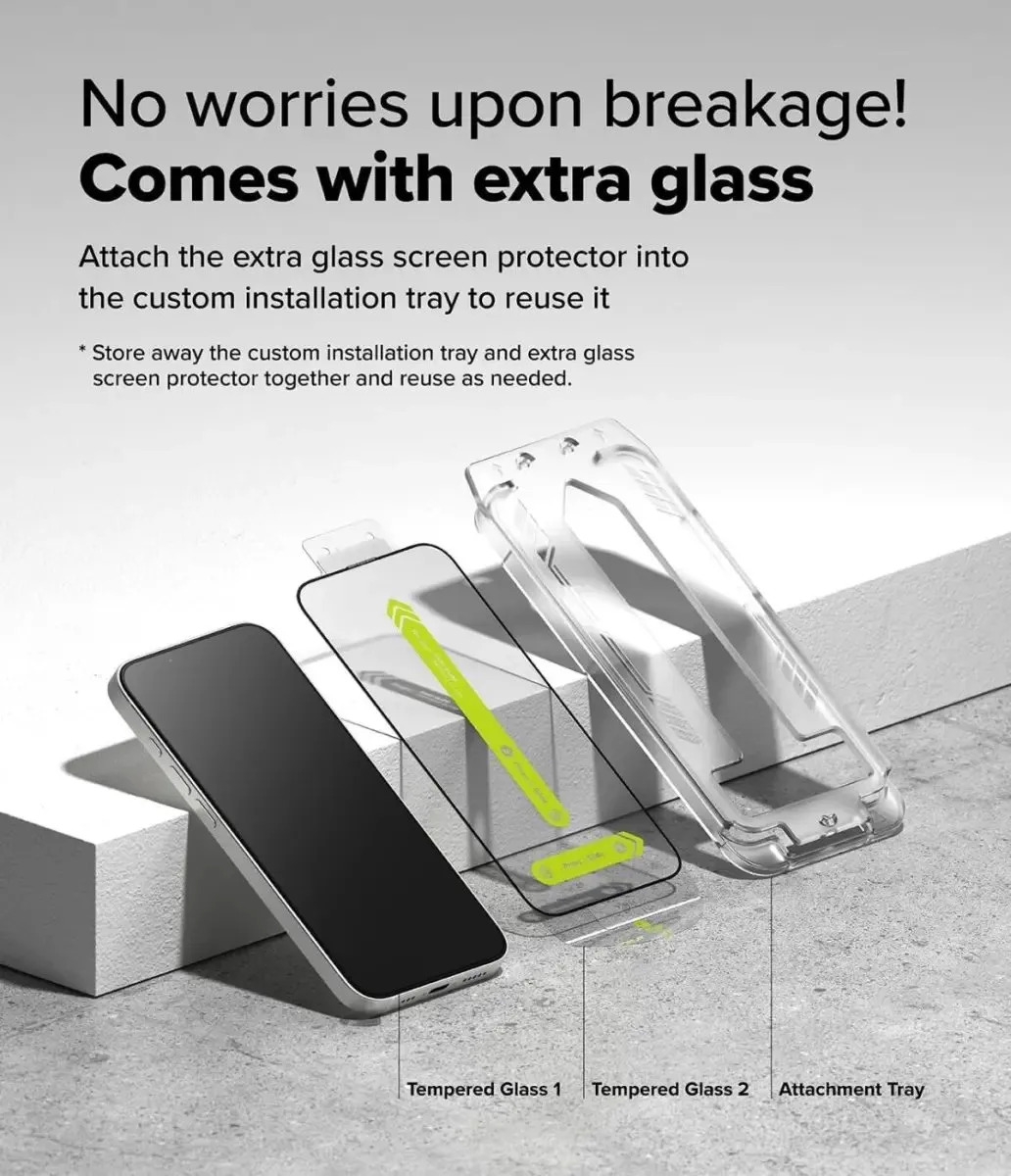 Ringke Easy Slide iPhone Screen Protector 9H - 2 Stuks - afbeelding 6 van 6