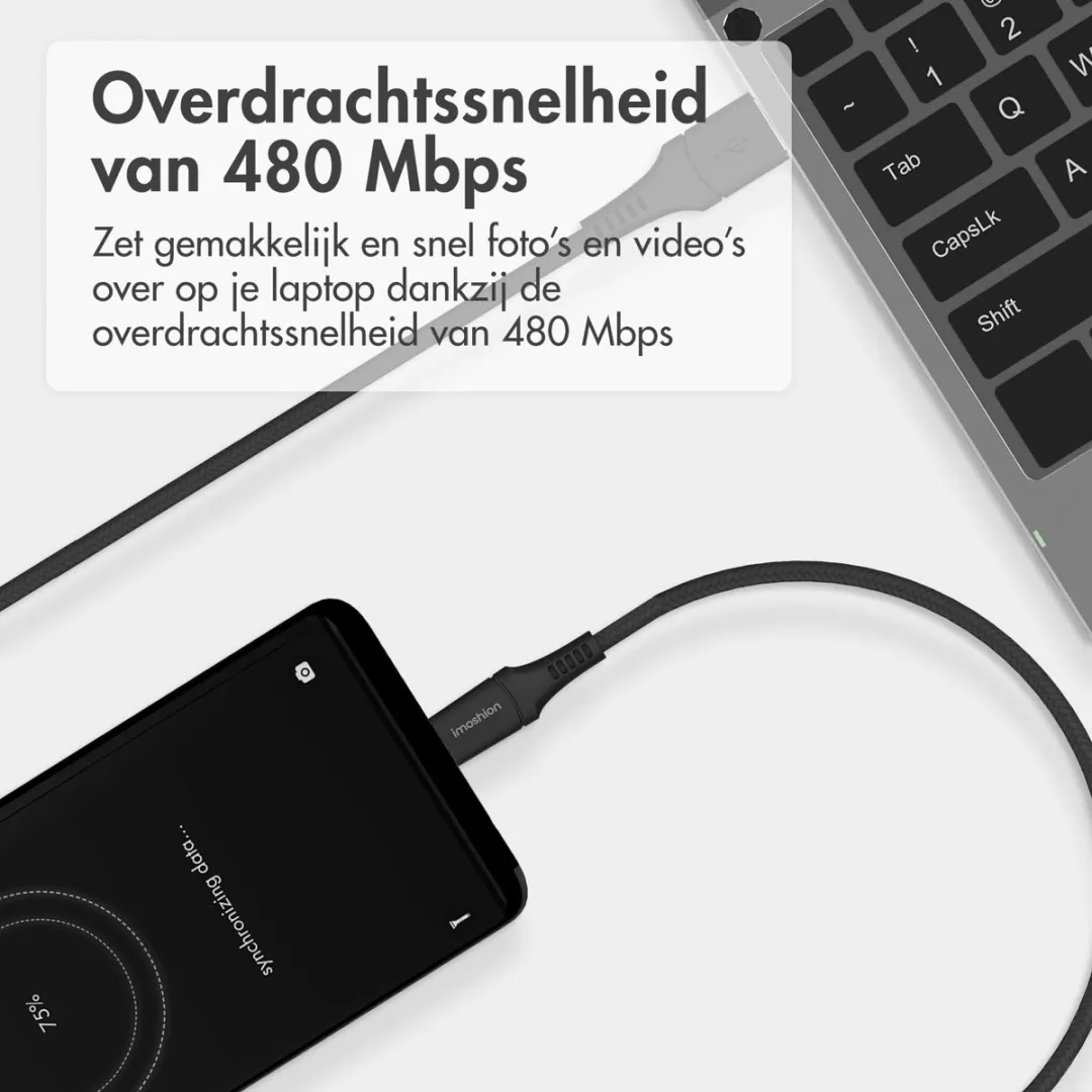 Imoshion SH00085132_BD USB-C Kabel 2m - 2 Stuks - Zwart