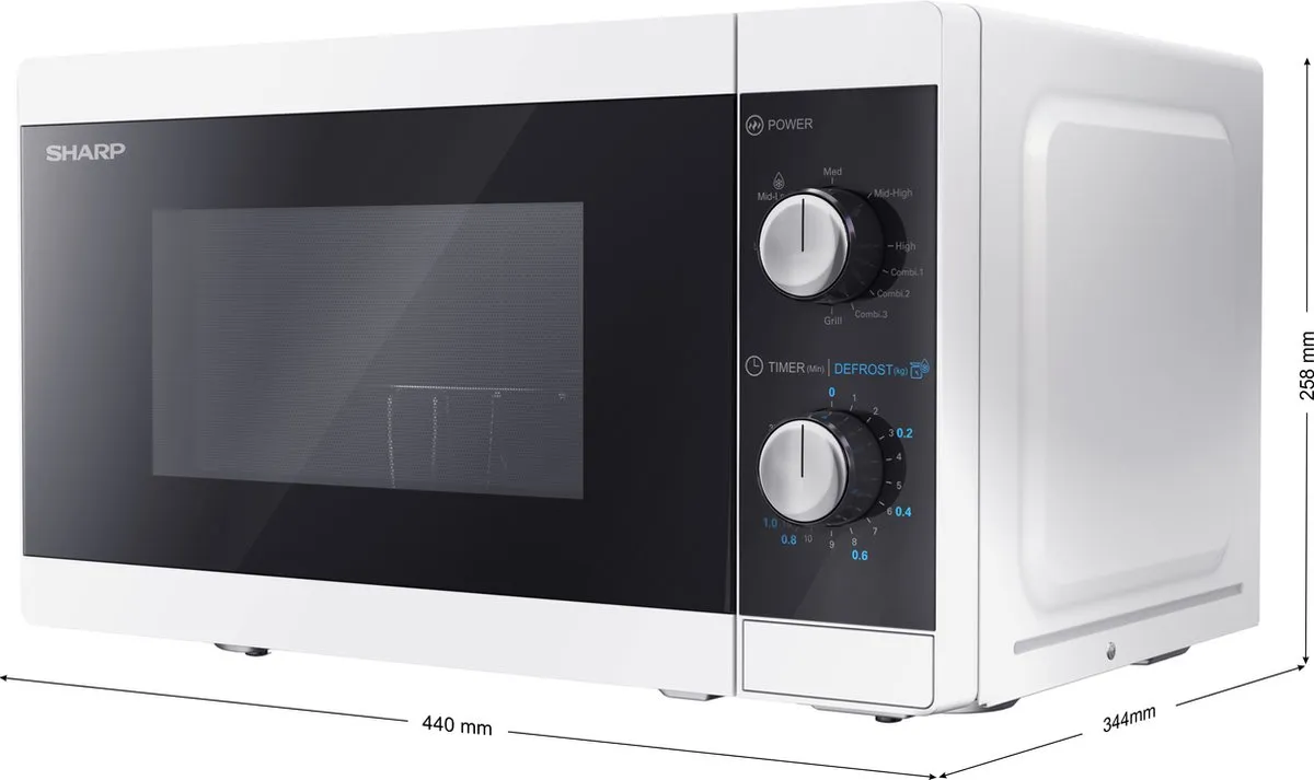 Sharp YC-MG01E-W Magnetron met Grill 800W 20L - Wit - afbeelding 6 van 6