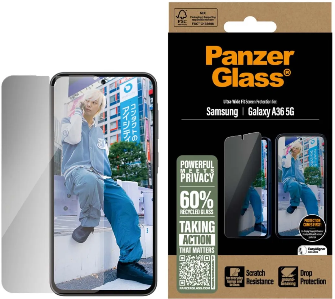 PanzerGlass Ultra-Wide Fit Privacy Screenprotector Samsung Galaxy A36 - Zwart