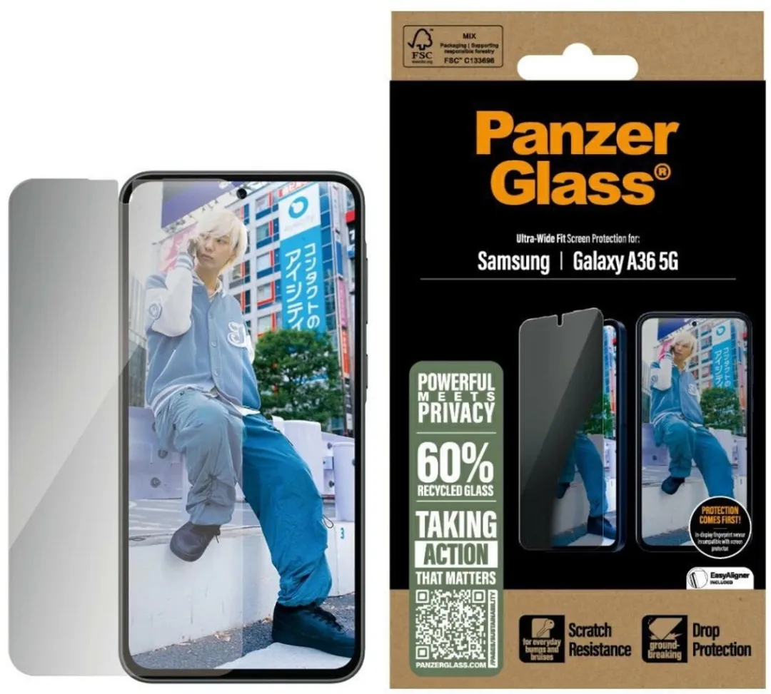 PanzerGlass Ultra-Wide Fit Privacy Screenprotector Samsung Galaxy A36 - Zwart - afbeelding 6 van 6