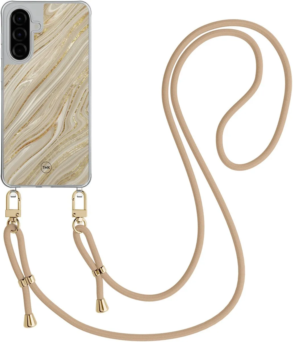Casevibes A57 Crossbody Telefoonhoesje - Goud - Inclusief Beige koord