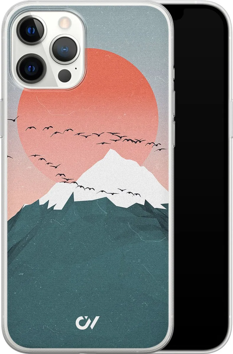 Casevibes iPhone 12 Pro Max Hoesje Mountain Birds - Blauw