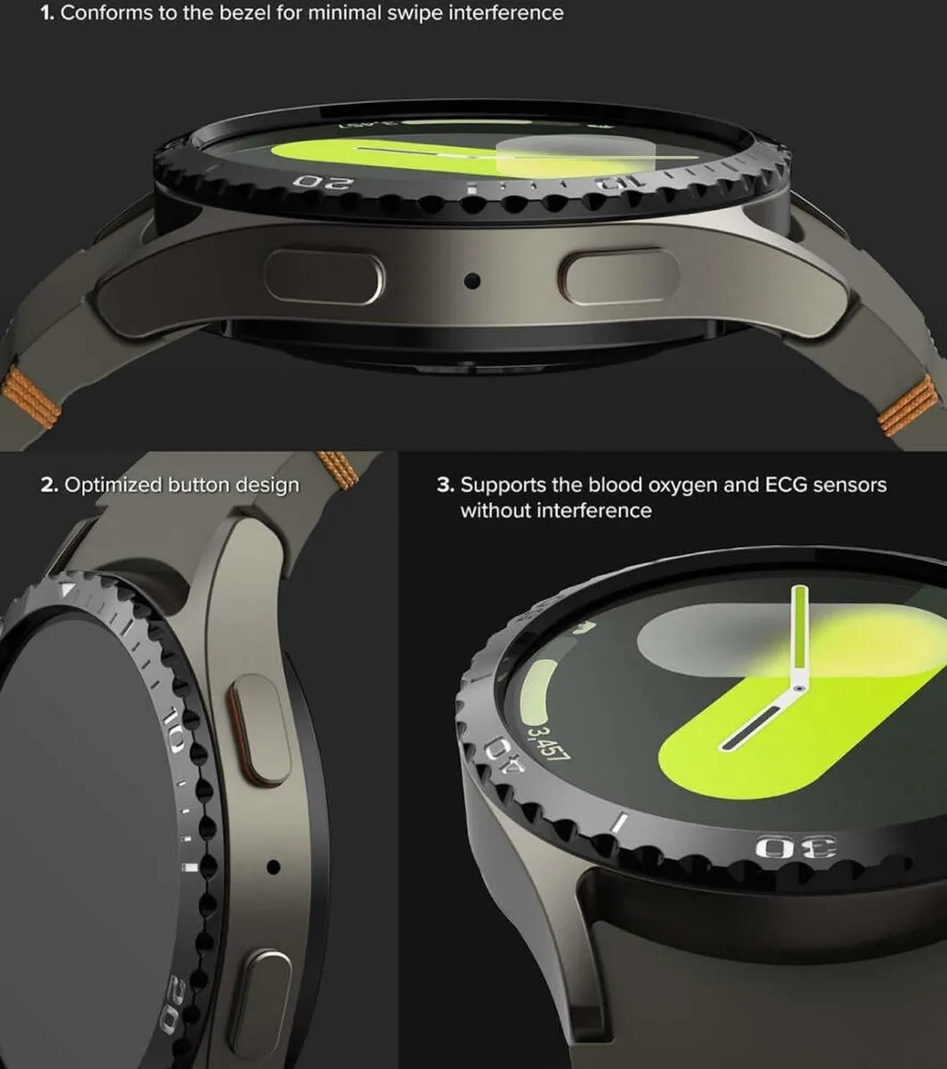 Ringke Bezel Styling + Tempered Glass Samsung Galaxy Watch 7 40mm - Zwart