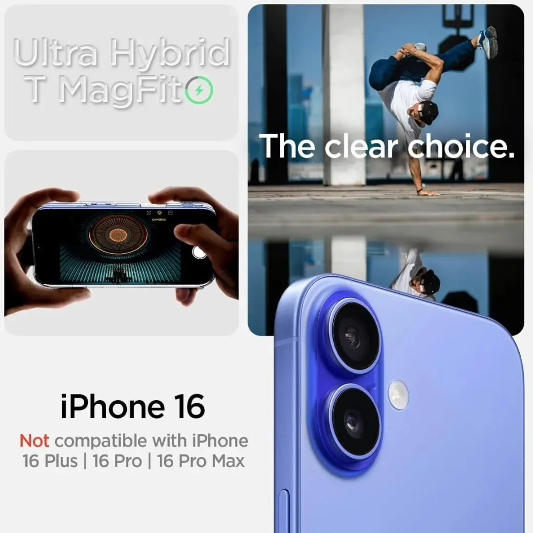 Spigen Ultra Hybrid T MagFit iPhone 16 Hoesje - MagSafe Wit