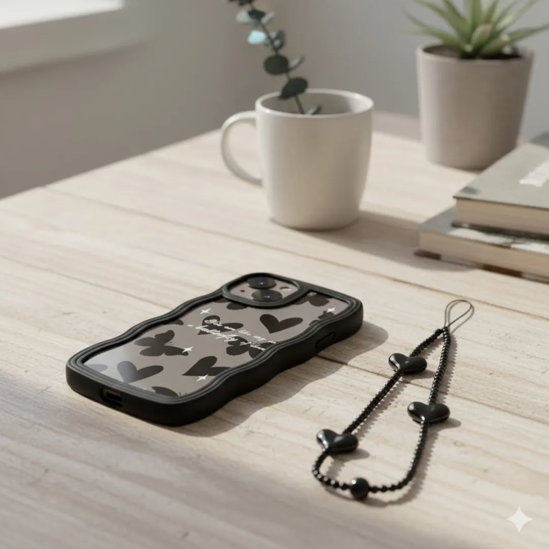NUVEX iPhone 17 Hoesje Hartjes & Vlinders - Zwart