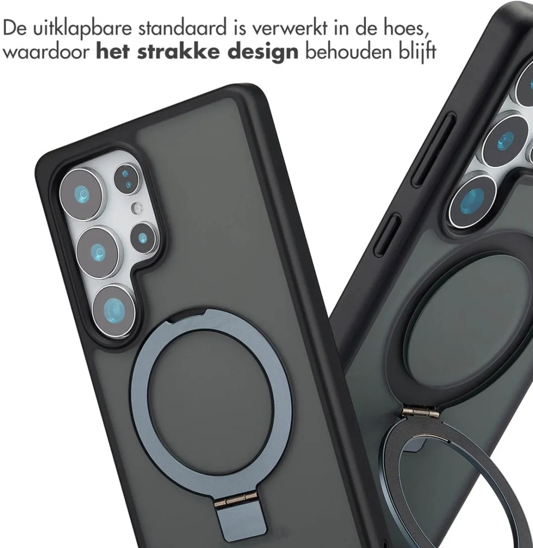 Accezz Hoesje Samsung Galaxy S25 Ultra Magnetische Ring - Zwart