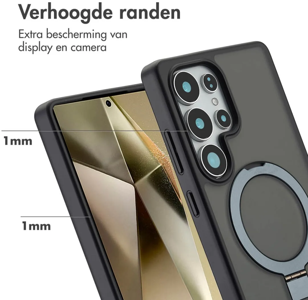 Accezz Hoesje Samsung Galaxy S25 Ultra Magnetische Ring - Zwart