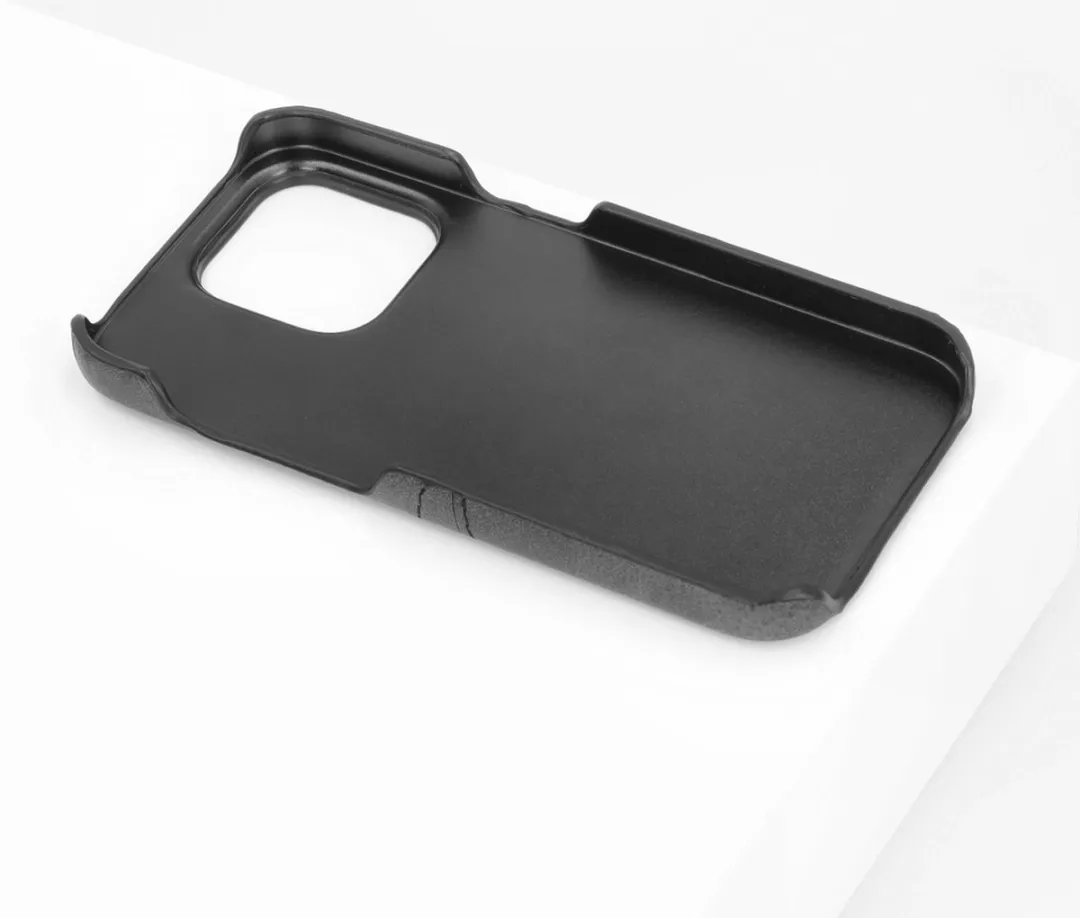 BMAX Leren Hardcase Hoesje iPhone 14 Pro - 2 Pasjes - Zwart