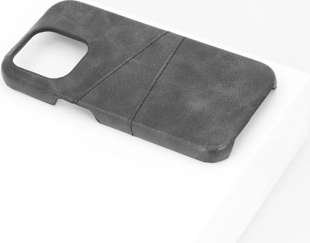 BMAX Leren Hardcase Hoesje iPhone 14 Pro - 2 Pasjes - Zwart