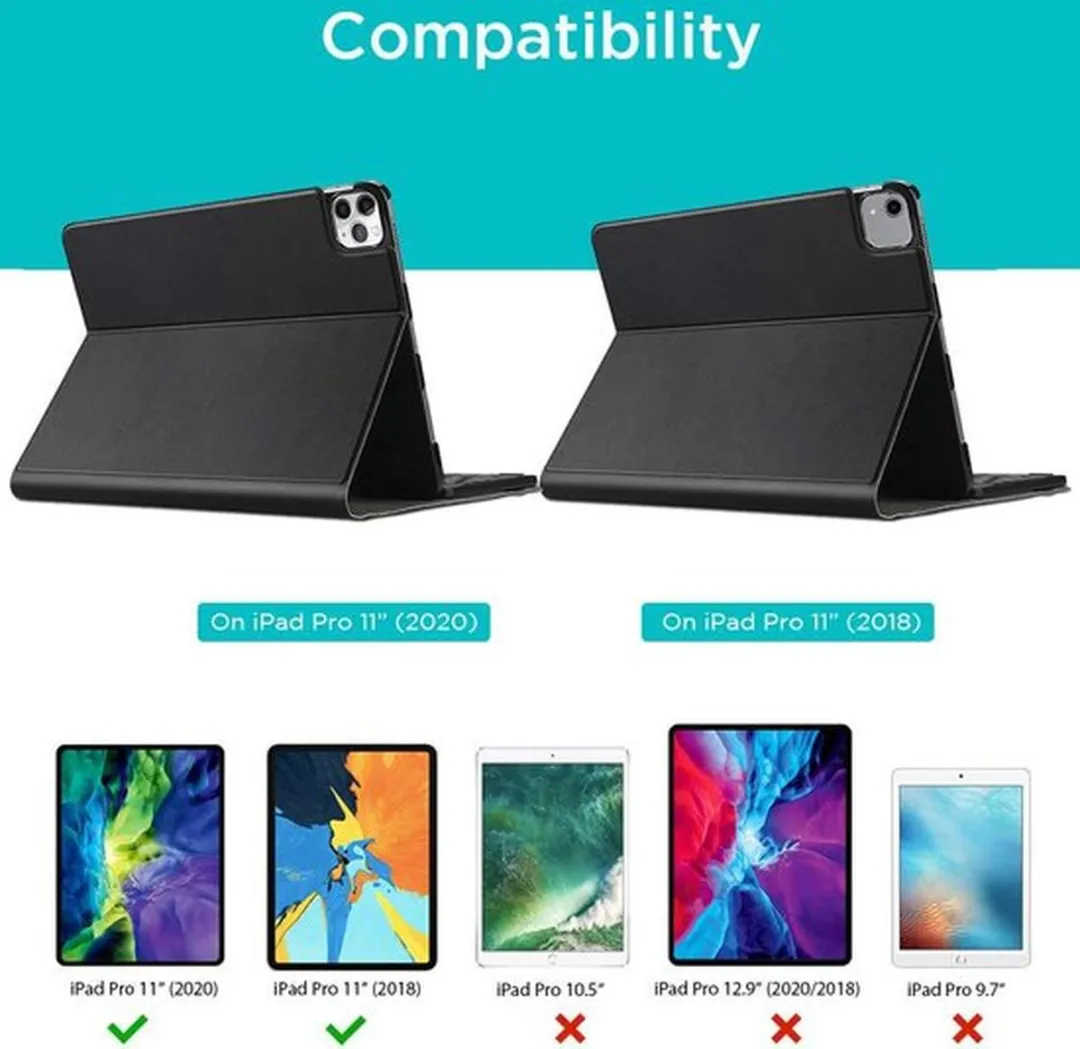 Just in Case Premium Bluetooth Keyboard Hoes iPad Pro 11 (2018) - Zwart - afbeelding 6 van 6