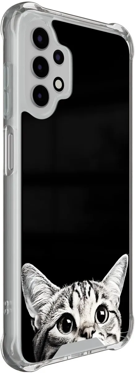 Casevibes Shockproof Hoesje Samsung Galaxy A13 4G - Kat Kiekeboe - Zwart