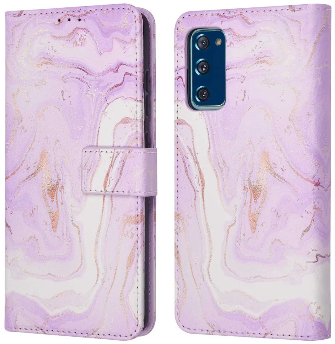 imoshiion Hoesje Samsung Galaxy S20 FE Purple Marble - 3 Pasjes