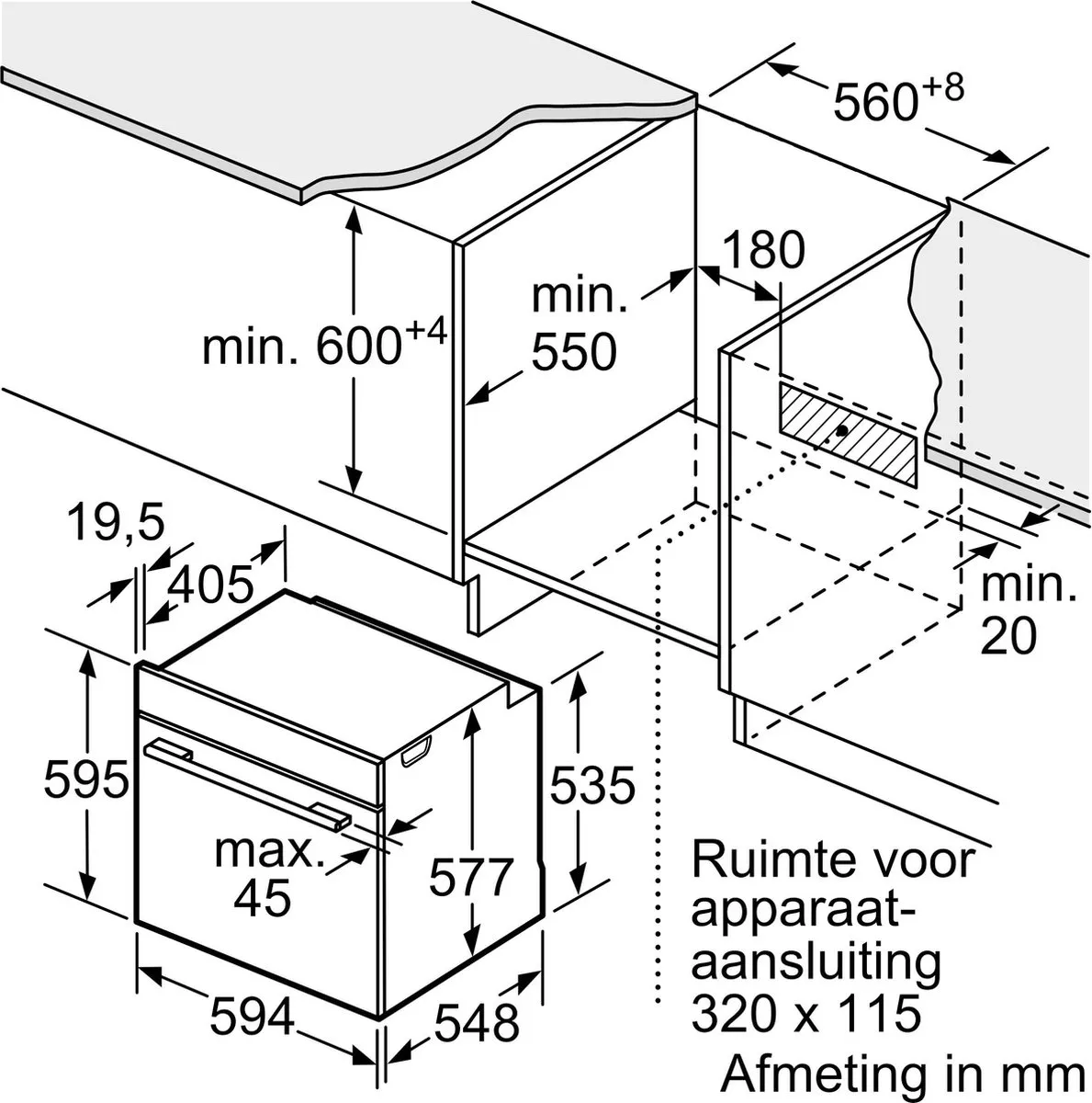 Bosch HMG776KB1 Serie 8 Inbouwoven 67L - Zwart