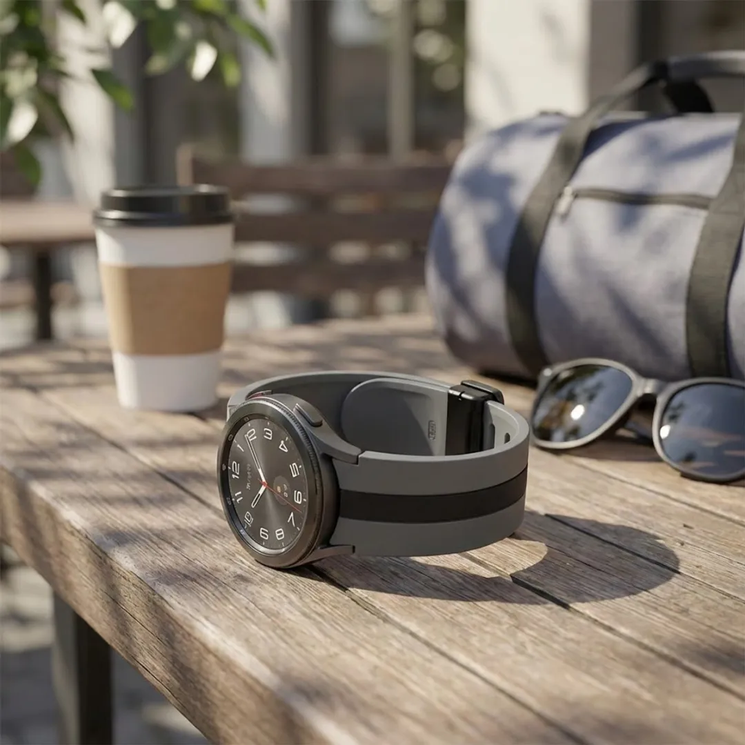 NUVEX Siliconen Horlogeband Samsung Galaxy Watch 20mm - Grijs/Zwart