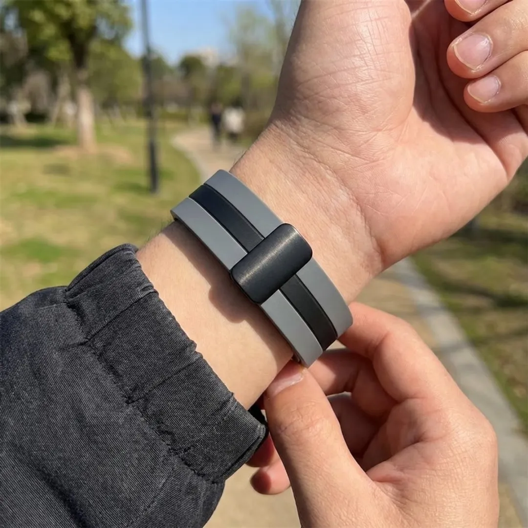 NUVEX Siliconen Horlogeband Samsung Galaxy Watch 20mm - Grijs/Zwart
