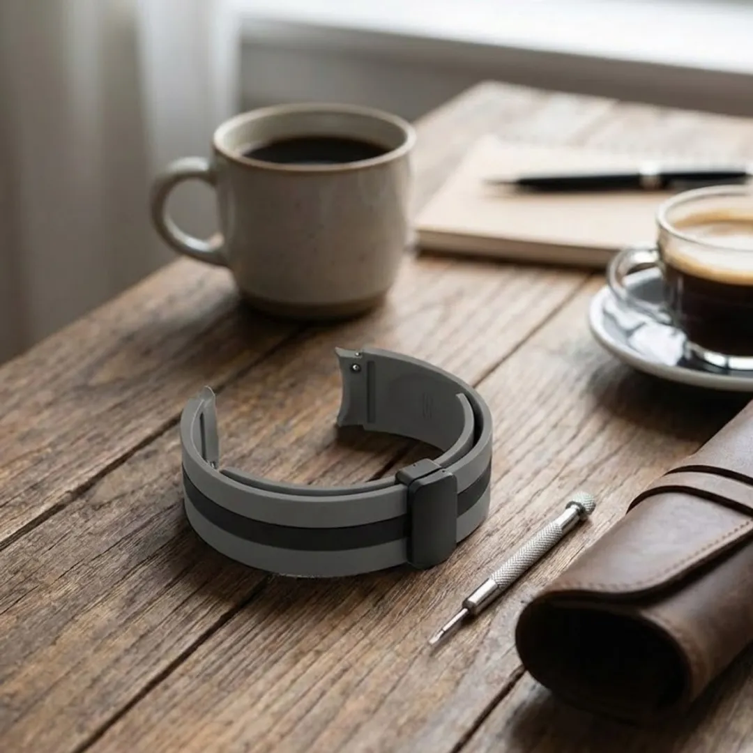NUVEX Siliconen Horlogeband Samsung Galaxy Watch 20mm - Grijs/Zwart