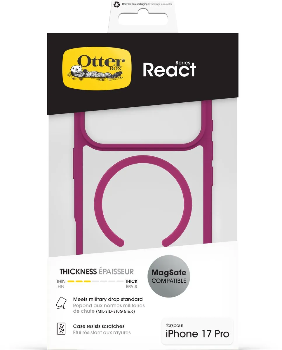 OtterBox React MagSafe Hoesje 77-98634 - iPhone 17 - Roze/Transparant
