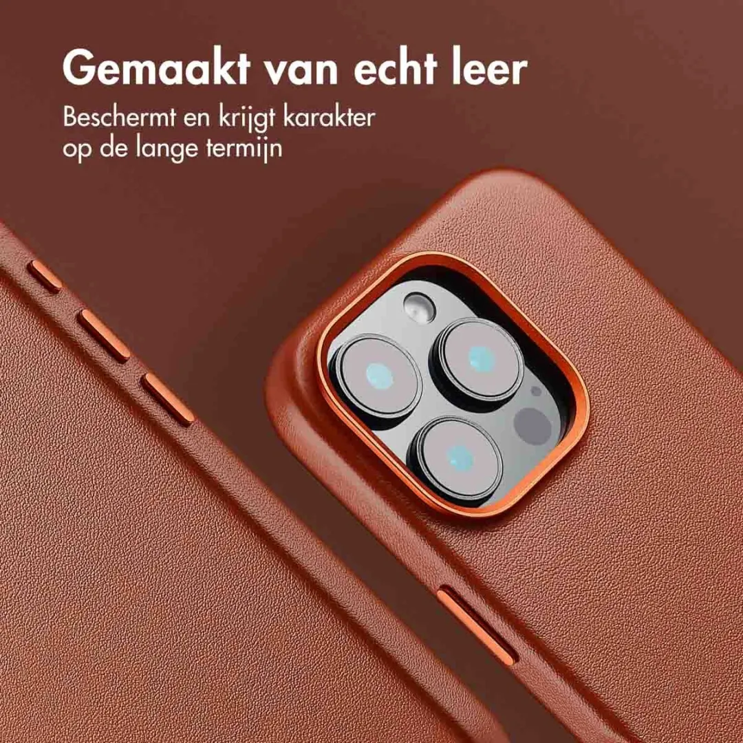 Accezz Hoesje iPhone 16 Pro - MagSafe Leder Sienna Brown