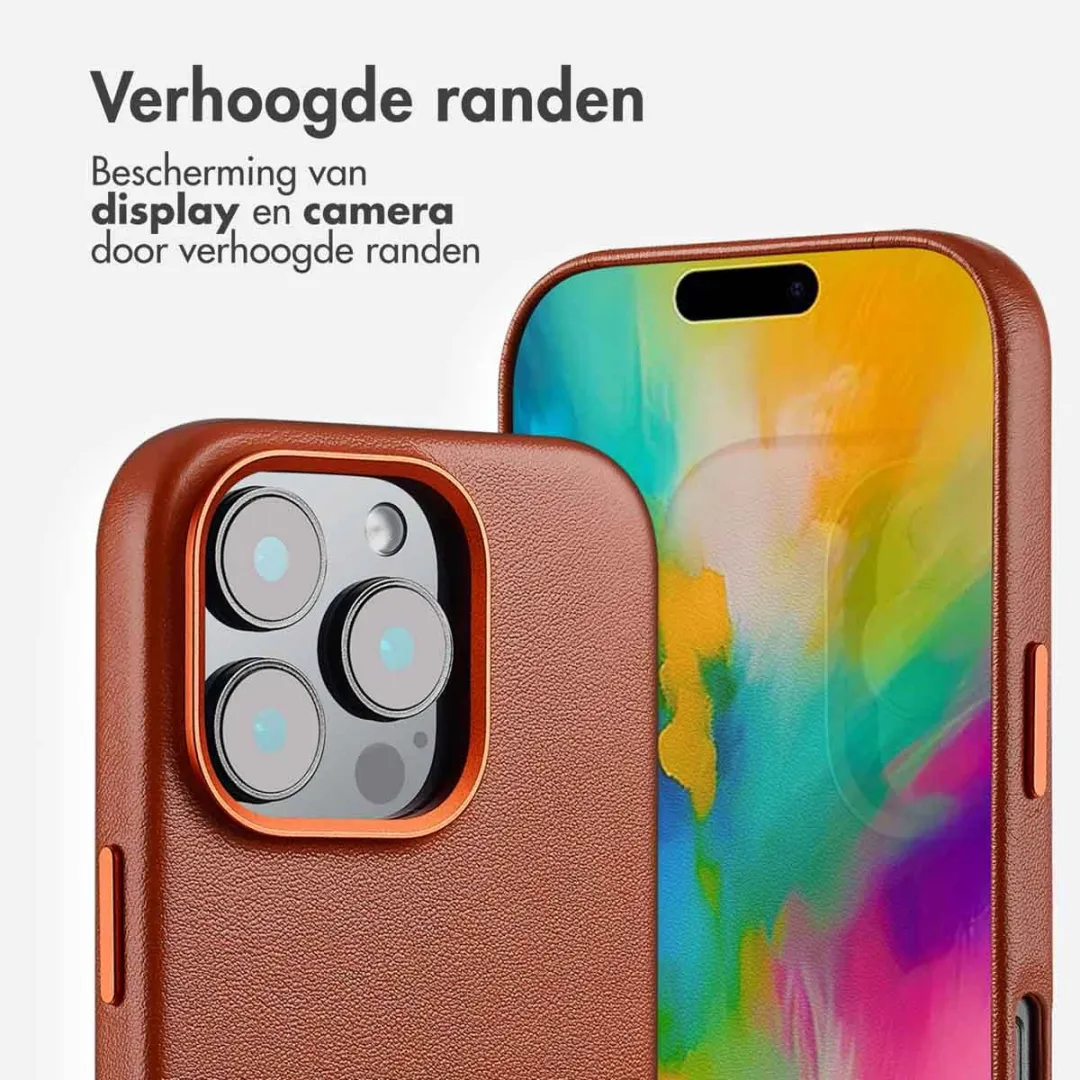 Accezz Hoesje iPhone 16 Pro - MagSafe Leder Sienna Brown