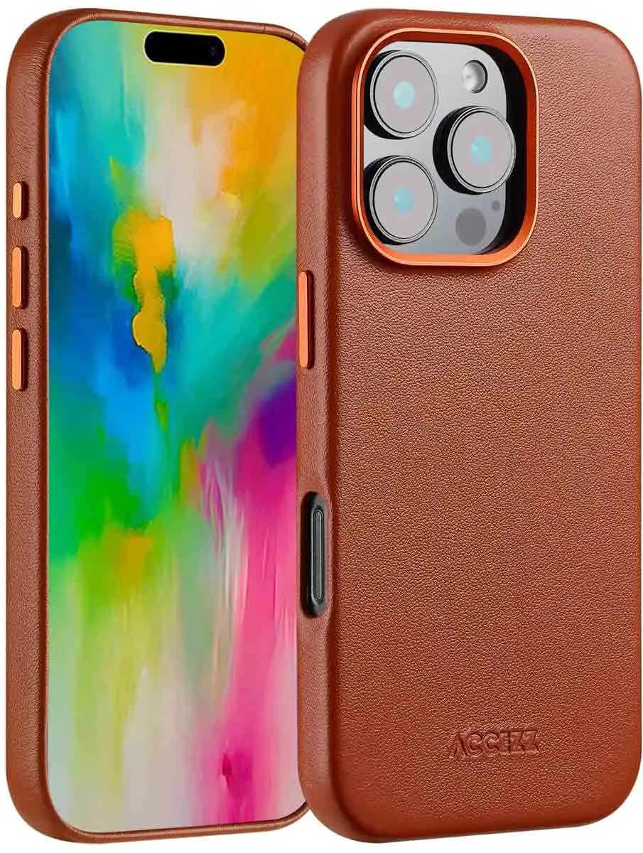 Accezz Hoesje iPhone 16 Pro - MagSafe Leder Sienna Brown
