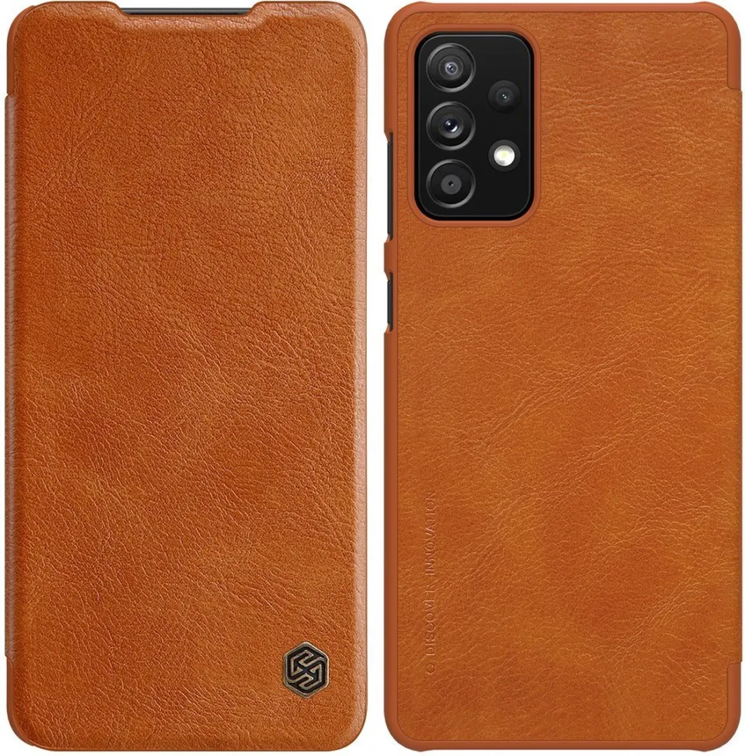 Nillkin Qin Samsung Galaxy A72 Hoesje - Kunstleer Bruin - 2 Pasjes