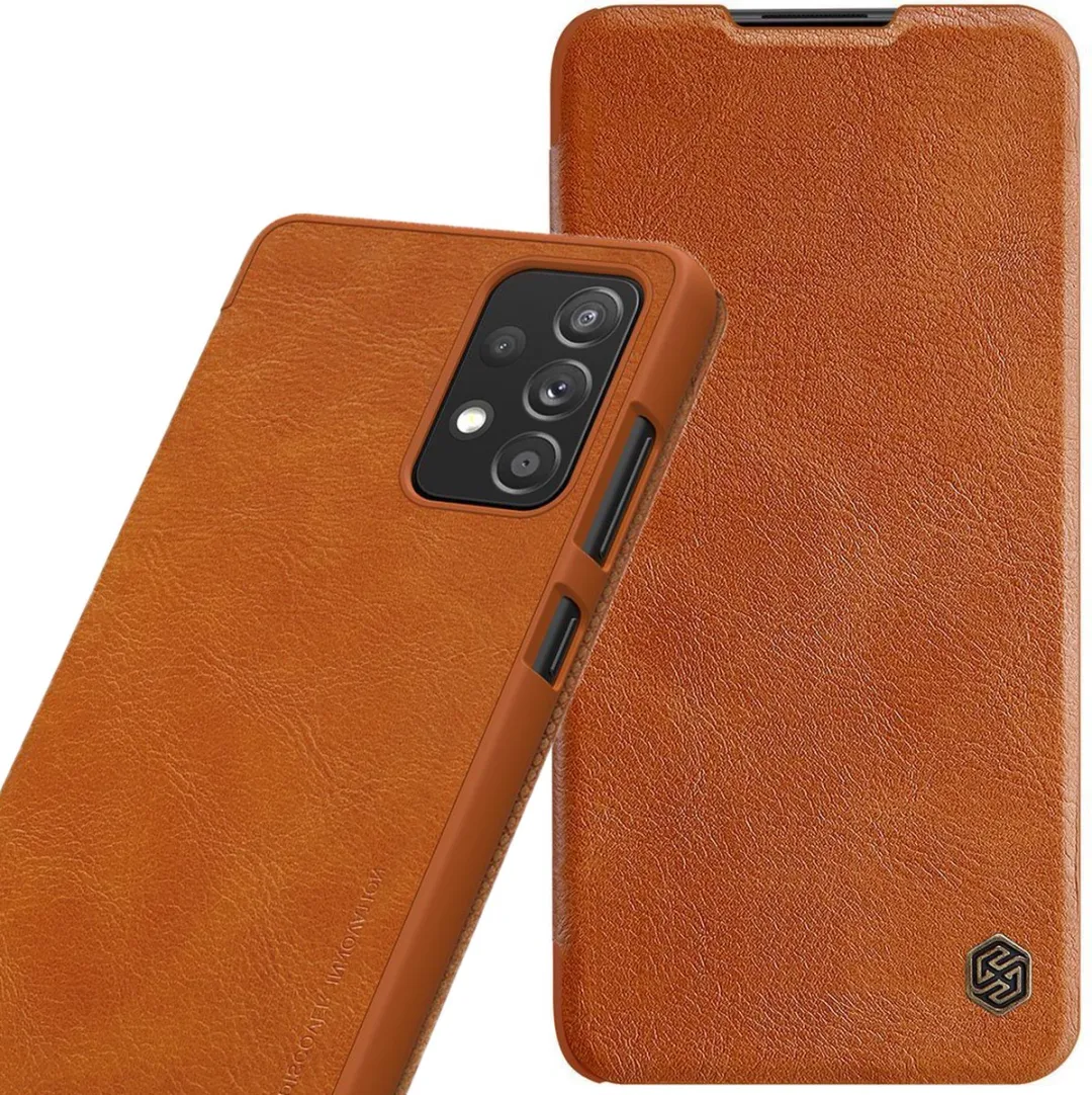 Nillkin Qin Samsung Galaxy A72 Hoesje - Kunstleer Bruin - 2 Pasjes