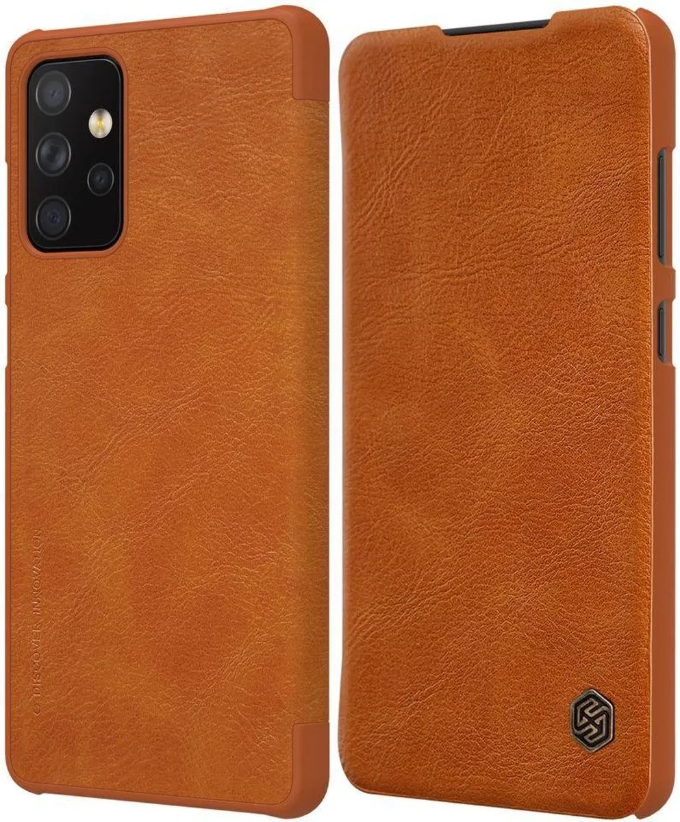 Nillkin Qin Samsung Galaxy A72 Hoesje - Kunstleer Bruin - 2 Pasjes