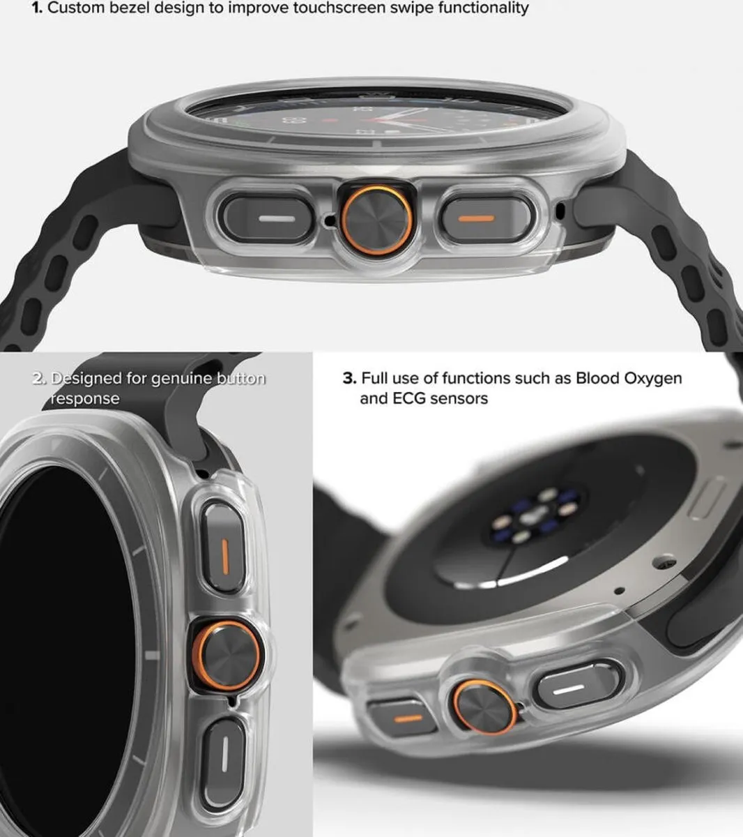 Ringke Slim+Glass voor Samsung Galaxy Watch Ultra 47mm - Hoesje + Glas - Transparant