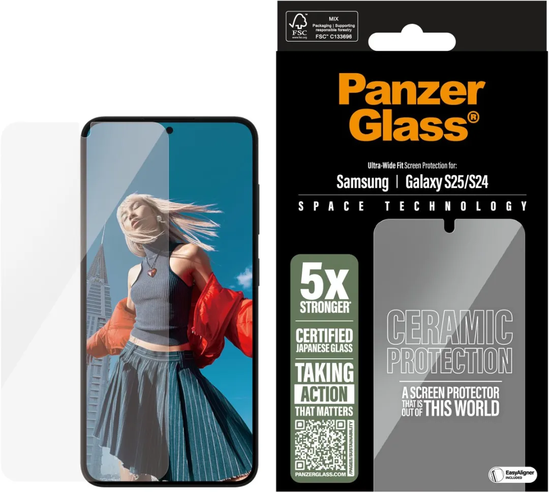 PanzerGlass Ceramic Screenprotector Samsung Galaxy S25 - Case Friendly