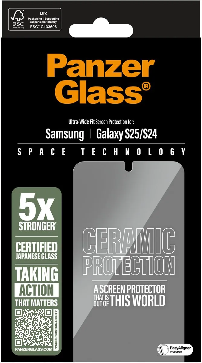 PanzerGlass Ceramic Screenprotector Samsung Galaxy S25 - Case Friendly