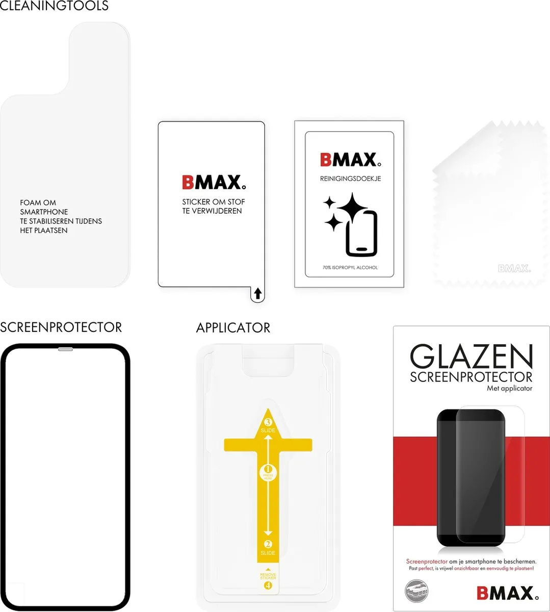 BMAX iPhone XR Full Cover Gehard Glas - Zwart