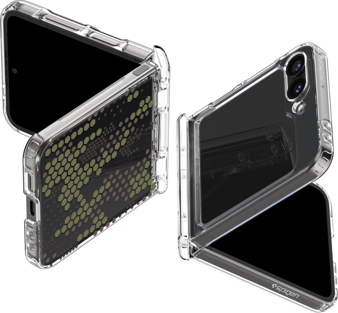 Spigen Ultra Hybrid Hoesje ACS08290 Samsung Galaxy Z Flip 6 - Transparant Digital Camo - afbeelding 5 van 6
