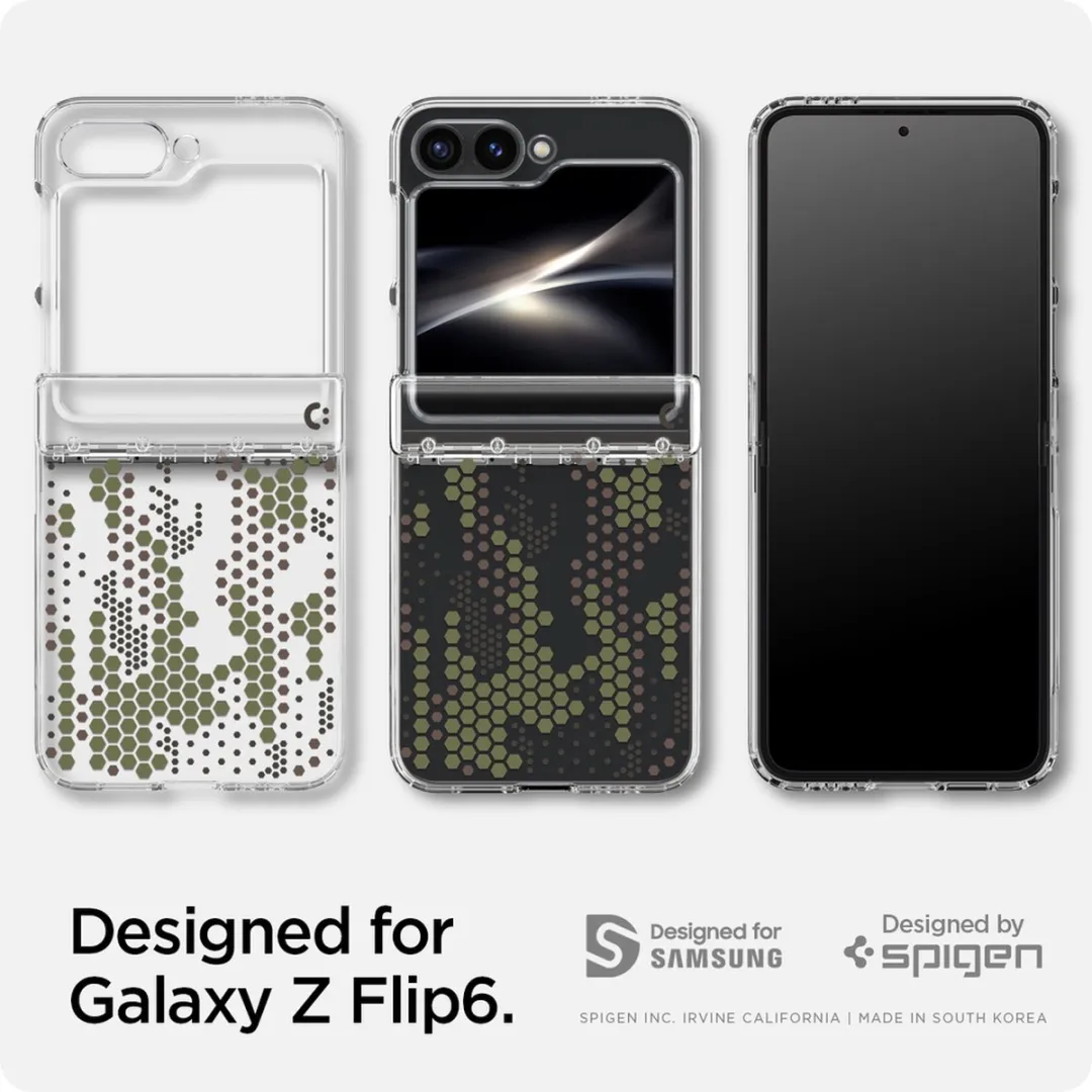 Spigen Ultra Hybrid Hoesje ACS08290 Samsung Galaxy Z Flip 6 - Transparant Digital Camo - afbeelding 4 van 6