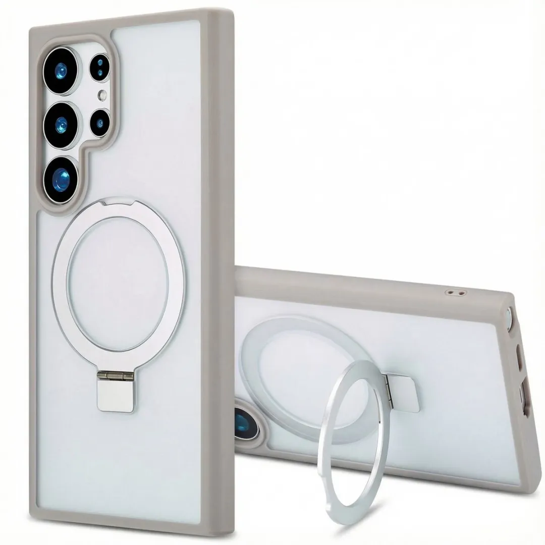 Accezz Hoesje Samsung Galaxy S24 Ultra - Ring Stand Grijs