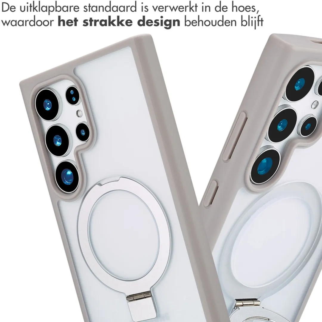 Accezz Hoesje Samsung Galaxy S24 Ultra - Ring Stand Grijs