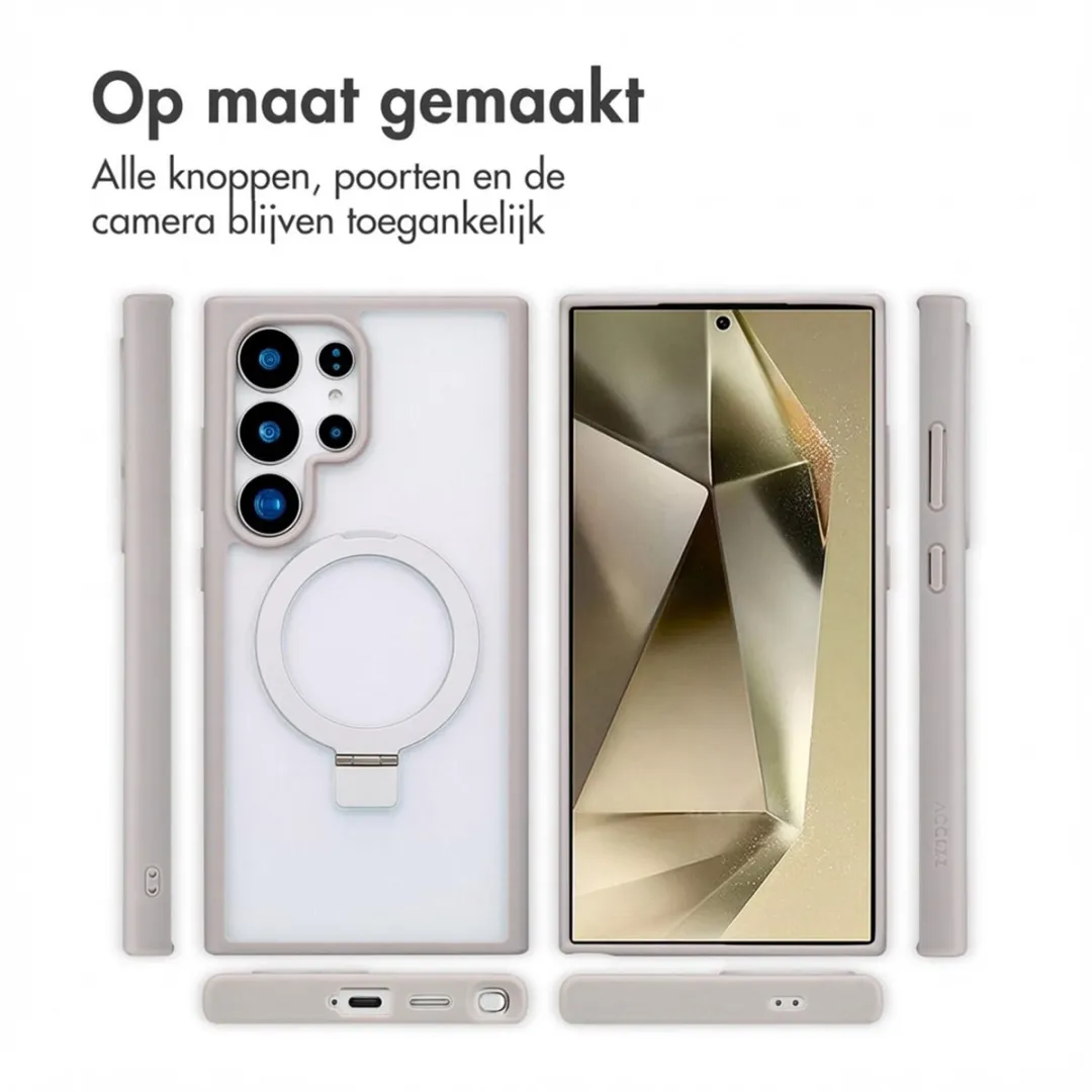 Accezz Hoesje Samsung Galaxy S24 Ultra - Ring Stand Grijs
