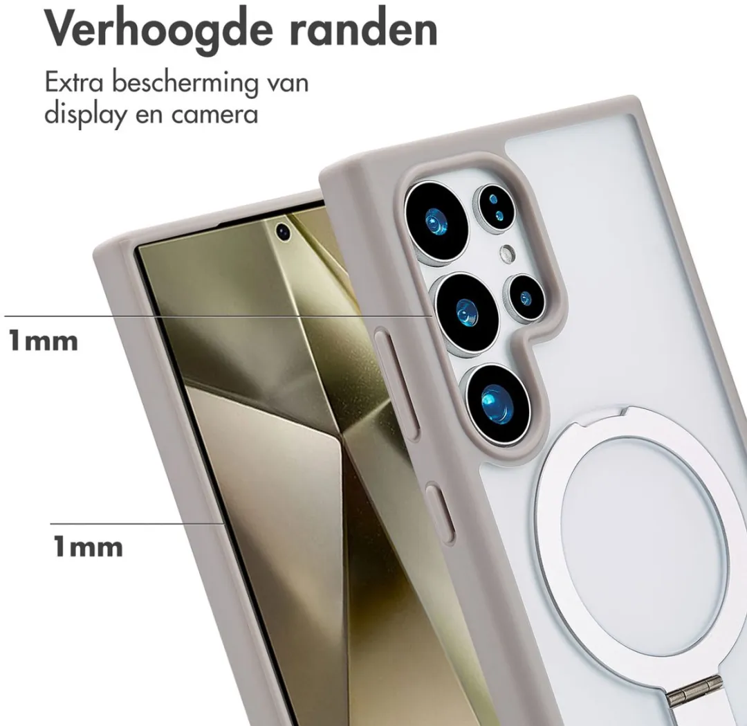 Accezz Hoesje Samsung Galaxy S24 Ultra - Ring Stand Grijs